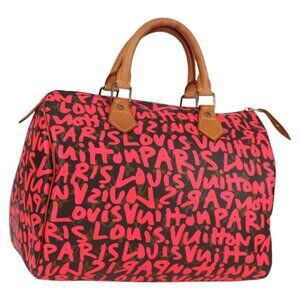 LOUIS VUITTON Monogram Graffiti Speedy 30 Bag Orange M93705 LV Auth 116267AM